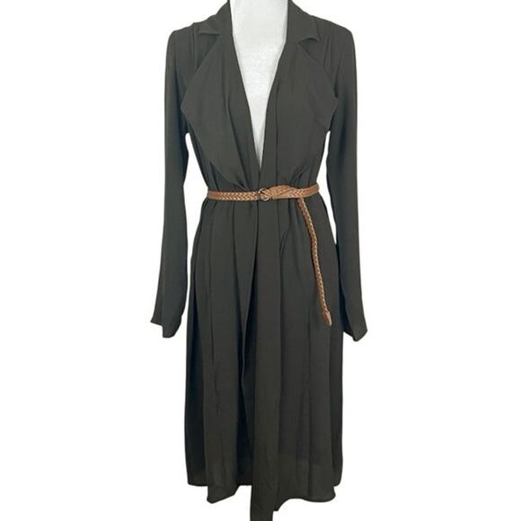 Timing Olive Green Belted Lightweight Kimono Blazer Jacket Size Large NWT - Picture 1 of 7